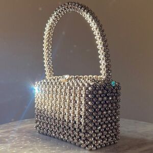RETROFETE Eclipse Crystal Embellished Hand Bag Gunmetal Silver